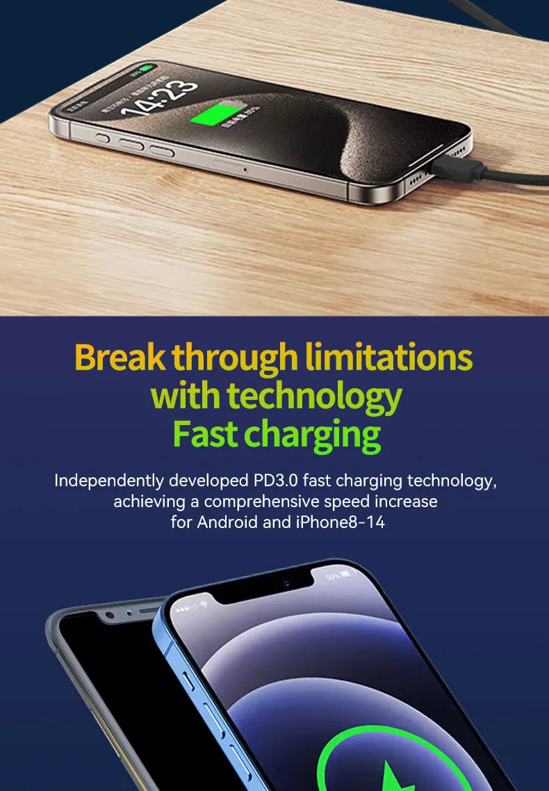 Original 20W Ultra Fast Mobile Phone Charger USB Type C Cable High Speed Portable Charging
