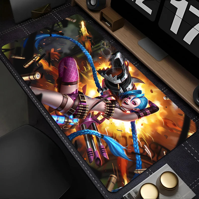 Mouse Pad Purple Anime Keyboard Pad PC Kawaii Girl Table Mat Laptop League of Legends Arcane Jinx Mousepad XXL HD Print Desk Mat