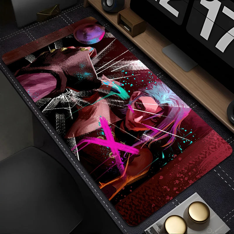 Mouse Pad Purple Anime Keyboard Pad PC Kawaii Girl Table Mat Laptop League of Legends Arcane Jinx Mousepad XXL HD Print Desk Mat