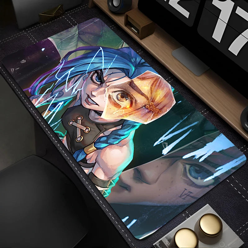 Mouse Pad Purple Anime Keyboard Pad PC Kawaii Girl Table Mat Laptop League of Legends Arcane Jinx Mousepad XXL HD Print Desk Mat