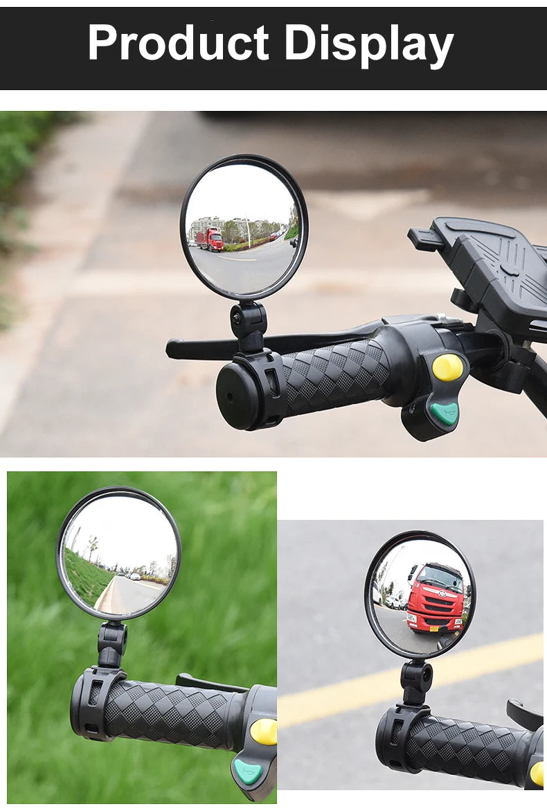 2PCS Bicycle Rearview Mirror 360 Degree Adjustable Rotatable Universal Cycling Handlebar Rear View Mirrors for MTB Road Bike