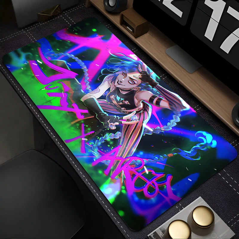 Mouse Pad Purple Anime Keyboard Pad PC Kawaii Girl Table Mat Laptop League of Legends Arcane Jinx Mousepad XXL HD Print Desk Mat