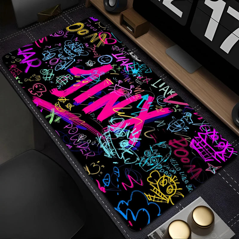 Mouse Pad Purple Anime Keyboard Pad PC Kawaii Girl Table Mat Laptop League of Legends Arcane Jinx Mousepad XXL HD Print Desk Mat