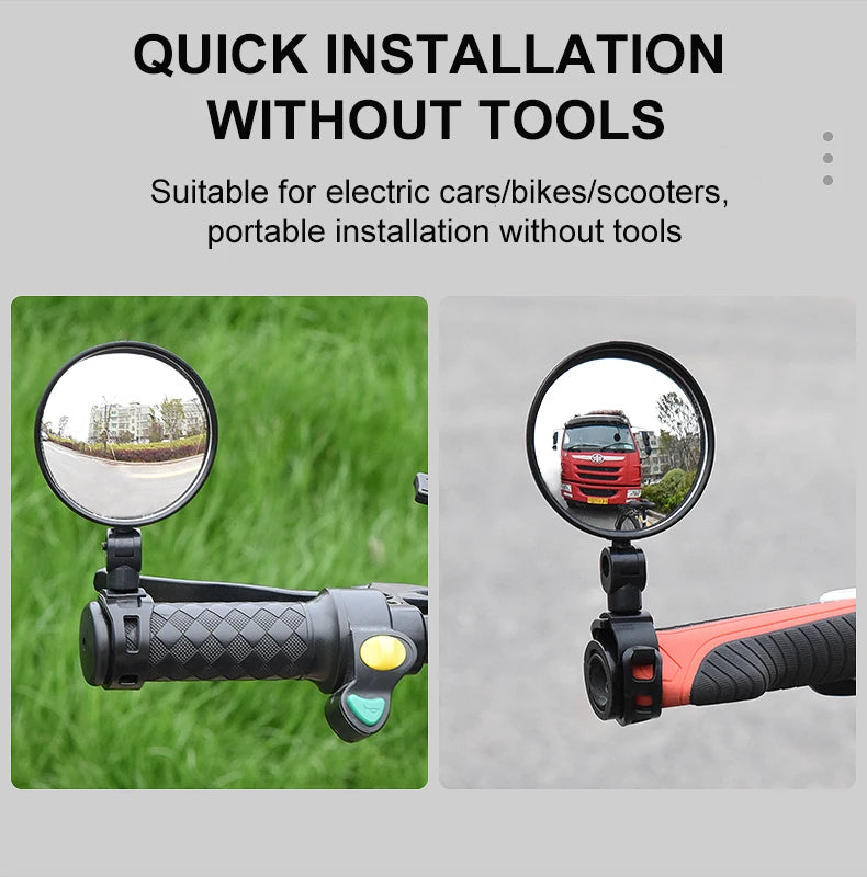 2PCS Bicycle Rearview Mirror 360 Degree Adjustable Rotatable Universal Cycling Handlebar Rear View Mirrors for MTB Road Bike