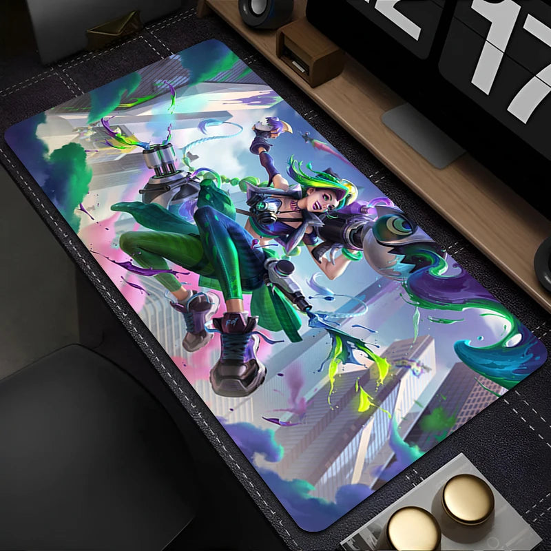 Mouse Pad Purple Anime Keyboard Pad PC Kawaii Girl Table Mat Laptop League of Legends Arcane Jinx Mousepad XXL HD Print Desk Mat